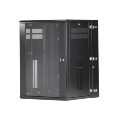 PANDUIT Gabinete PanZone de Montaje en Pared, de 19in, Puerta con Ventana de Seguridad, 18 UR, 635mm de Profundidad, Color Negro MOD: PZWMC18W