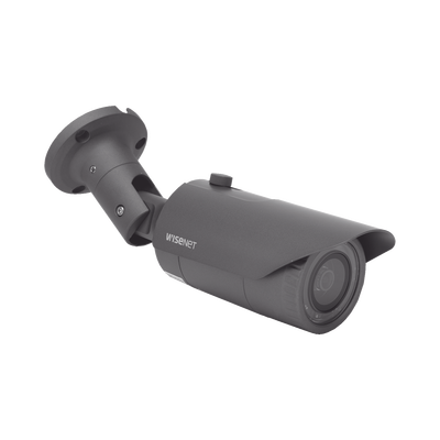 Hanwha Techwin Wisenet Cámara IP Tipo Bala Antivandálica 2 Megapíxel / Lente 4 mm / IR 25M / WDR 120db / Exterior IP66 / H.265 & WiseStream MOD: QNO-6022R