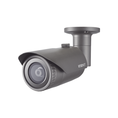 Hanwha Techwin Wisenet Cámara IP Tipo Bala Antivandálica 2 Megapíxel / Lente 4 mm / IR 25M / WDR 120db / Exterior IP66 / H.265 & WiseStream MOD: QNO-6022R1