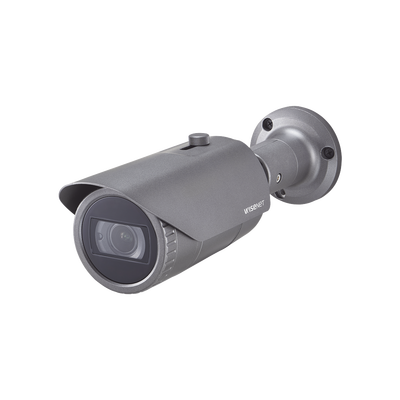 Hanwha Techwin Wisenet Cámara IP Tipo Bala Antivandálica 2 Megapíxel / Lente Varifocal 3.2 - 10mm / IR 30M / WDR 120db / IP66 / H.265 & WiseStream MOD: QNO-6082R1