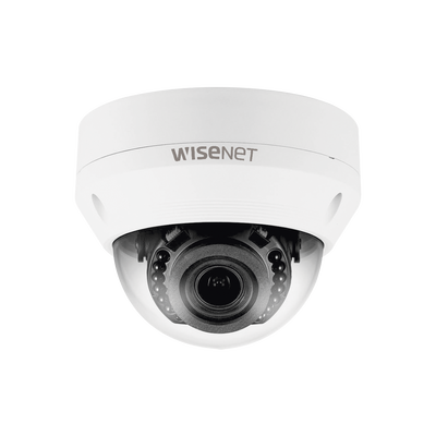 Hanwha Techwin Wisenet Cámara IP Tipo Domo Antivandálico 2 Megapíxel / Lente Varifocal 2.8-12mm / IR 20M / WDR 120db / Exterior IP66 / H.265 & WiseStream MOD: QNV-6070R