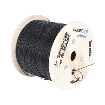 LINKEDPRO BY FIBERHOME Carrete de 2 km de Fibra Óptica Aérea redonda (Figura 0) G.657B3 tipo Drop, Monomodo, 1 hilo, forro de 3 mm MOD: RDC-1FO-G657B3/2KM