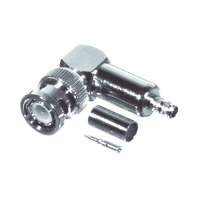 RF INDUSTRIES,LTD Conector BNC Macho en Ángulo Recto, Anillo Plegable / RG-58/U, RG-142/U, Niquel /Oro /Teflón. MOD: RFB-1110-C1