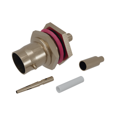 RF INDUSTRIES,LTD Conector BNC Hembra/ Chasis en D-Plano de Anillo Corto/ RG-174, RG-316, Níquel/Oro/Teflón.​ MOD: RFB-1117-BT-04
