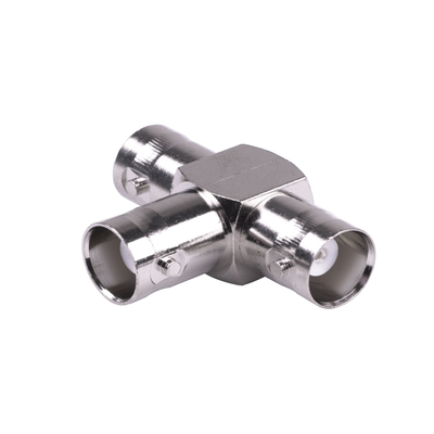 RF INDUSTRIES,LTD Adaptador Triple en T para 50 Ohm de BNC Hembra a Doble BNC Hembras, Níquel/ Plata/ Teflón. MOD: RFB-1131
