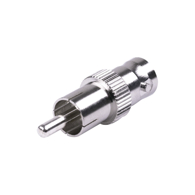 RF INDUSTRIES,LTD Adaptador de BNC Hembra a RCA Macho en 50 Ohm para Fono, uso en Aplicaciones de Audio-Video, Níquel/ Plata/ Delrin. MOD: RFB-1140