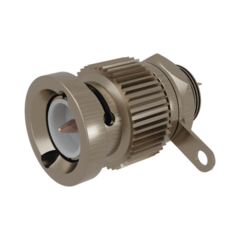 RF INDUSTRIES,LTD Conector BNC Macho, Montaje Frontal en D-Plano, Contacto Soldable, Níquel/ Oro/ Teflón. MOD: RFB-1143-H