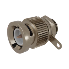 RF INDUSTRIES,LTD Conector BNC Macho, Montaje Frontal en D-Plano, Contacto Soldable, Níquel/ Oro/ Teflón. MOD: RFB-1143-H
