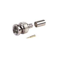 RF INDUSTRIES,LTD Conector BNC Macho, en 75 Ohm, Anillo Plegable para RG-59/U, 62A, Níquel/ Oro/ Delrin. MOD: RFB-1707-2