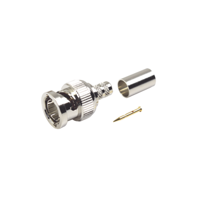 RF INDUSTRIES,LTD Conector BNC Macho en 75 Ohm, Anillo Plegable para Coaxial 8279, RG-59/U, Níquel/ Oro/ Teflón. MOD: RFB-1707-D2