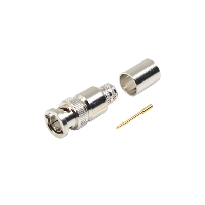 RF INDUSTRIES,LTD Conector BNC Macho de 75 Ohm, Anillo Plegable, para Cable 8238, RG-11/U, Níquel/ Oro/ Teflón. MOD: RFB-1707-R
