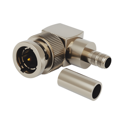 RF INDUSTRIES,LTD Conector BNC Macho en Ángulo Recto para 75 Ohm, Anillo Plegable para COMMSCOPE 735 ó Grupo K, Níquel/ Oro/ Teflón. MOD: RFB-1710-K