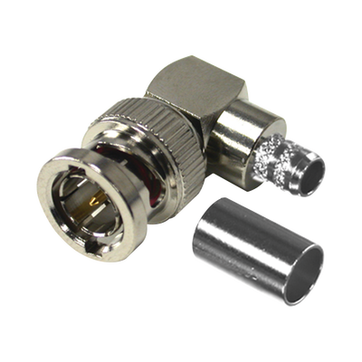 RF INDUSTRIES,LTD Conector BNC Macho en Ángulo Recto para 75 Ohm, Anillo Plegable en Cable Coaxial RG-6/U, Grupo Q, Níquel/ Oro/ Teflón. MOD: RFB-1710-Q