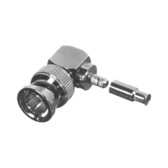 RF INDUSTRIES,LTD Conector BNC Macho en Ángulo Recto para 75 Ohm, Anillo Plegable para Cable RG-179/U, Grupo S1, Níquel/ Oro/ Teflón. MOD: RFB-1710-S1