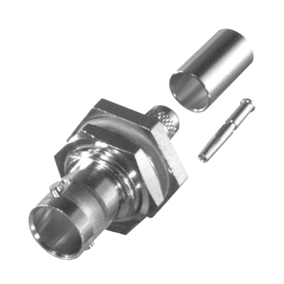 RF INDUSTRIES,LTD Conector BNC Hembra para Chasis en D-Plano con Aro de Goma, Anillo Plegable para RG-179/U, Grupo S, 75 Ohm, Níquel/ Oro/ Teflón. MOD: RFB-1717-S