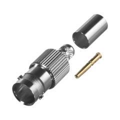 RF INDUSTRIES,LTD Conector BNC Hembra de Anillo Plegable para Cable COMMSCOPE 735 Grupo K, Níquel/ Oro/ Teflón. MOD: RFB-1724-K