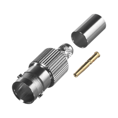 RF INDUSTRIES,LTD Conector BNC Hembra de Anillo Plegable para Cable COMMSCOPE 735 Grupo K, Níquel/ Oro/ Teflón. MOD: RFB-1724-K