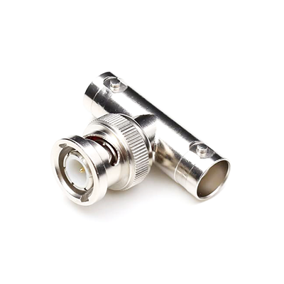RF INDUSTRIES,LTD Adaptador en T para 75 Ohm de Conector BNC Macho a Doble BNC Hembra, Níquel/ Oro/ Teflón. MOD: RFB-1730