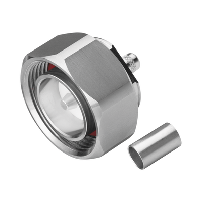 RF INDUSTRIES,LTD Conector DIN 7-16 Macho de Pin Cautivo, Anillo Plegable para Cable RG-8/X, LMR-240, Bronce Blanco/ Plata/ Teflón.​ MOD: RFD-1604-4X