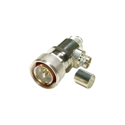 RF INDUSTRIES,LTD Conector DIN 7-16 Macho tipo COMBO, Recto o Ángulo Recto, de Anillo para LMR-600, Plata/ Plata/ Teflón. MOD: RFD-1605-2L2