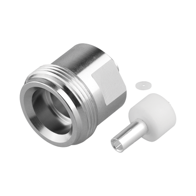 RF INDUSTRIES,LTD Conector 4.1/9.5 Hembra para Soldar en Cable TFT-402LF, Grupo SR2, Bronce Blanco/ Plata/ Teflón. MOD: RFD-4195F-SR2