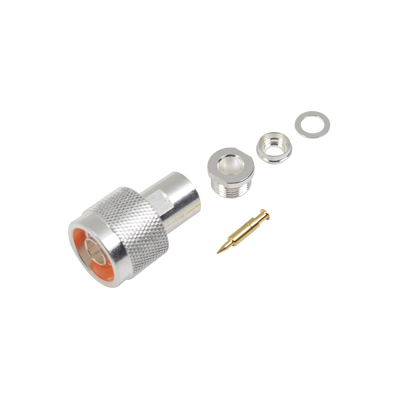 RF INDUSTRIES,LTD Conector N Macho de Rosca para Cables RG-8/X, LMR-240, BELDEN 9258, Plata / Oro / Teflón. MOD: RFN-1004-1SX