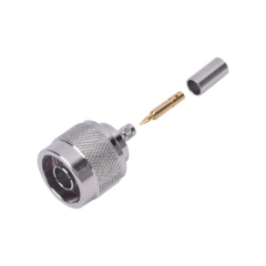 RF INDUSTRIES,LTD Conector N Macho de Anillo Plegable para Cables Coaxiales RG-58/U, RG-142/U, LMR-195, Níquel/ Oro/ Teflón.​ MOD: RFN-1005-2N