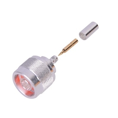 RF INDUSTRIES,LTD Conector N Macho de Anillo Plegable para Cable RG-58/U, Plata/ Oro/ Teflón. MOD: RFN-1005-3C