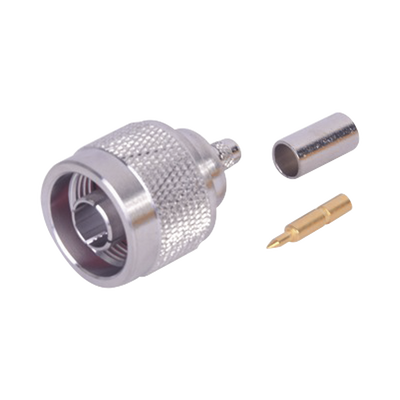 RF INDUSTRIES,LTD Conector N Macho Coaxial de Anillo Plegable para Cable RG-142/U, Niquel/ Oro/ Teflón. MOD: RFN-1005-C1
