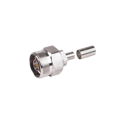 RF INDUSTRIES,LTD Conector N Macho Hex, de Anillo Plegable y Pin Cautivo para cables RG-8/X, LMR-240, Ni/Au/Teflón. MOD: RFN-1006-9X