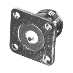 RF INDUSTRIES,LTD Conector N Hembra de Montaje en Panel Frontal de 4 Perforaciones a 18 mm. con Contacto Ranurado, Níquel/ Oro/ Teflón. MOD: RFN-1021-14