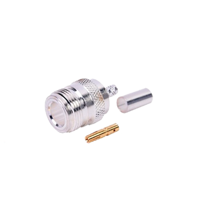 RF INDUSTRIES,LTD Conector N Hembra de Anillo Plegable para Cables RG-58/U, Níquel/ Oro/ Teflón. MOD: RFN-1027