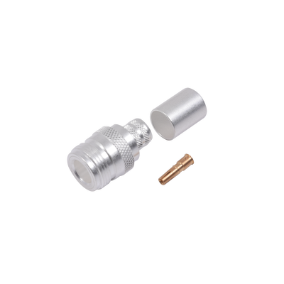 RF INDUSTRIES,LTD Conector N Hembra de Anillo Plegable para Cables 9913, 8214, LMR-400, RG8/U-SYS, RFLASH-1113, Plata/ Oro/ Teflón. MOD: RFN-1028-SI