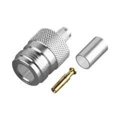 RF INDUSTRIES,LTD Conector N Hembra de Anillo Plegable para Cable PROFLEX ó Grupo P, Plata/ Oro/ Teflón. MOD: RFN-1029-SP