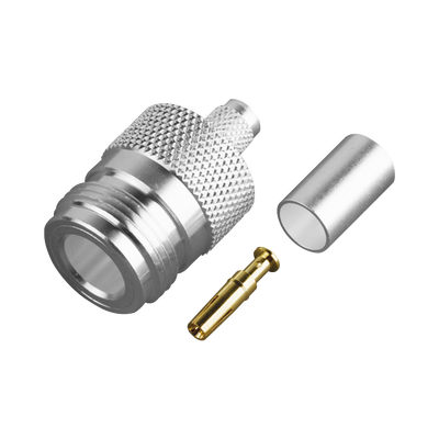 RF INDUSTRIES,LTD Conector N Hembra de Anillo Plegable para Cable PROFLEX ó Grupo P, Plata/ Oro/ Teflón. MOD: RFN-1029-SP