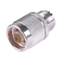 RF INDUSTRIES,LTD Adaptador en Línea, de Conector N Macho a UHF Hembra (SO-239), Plata/ Oro/ Teflón. MOD: RFN-1035-1