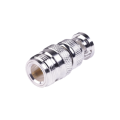 RF INDUSTRIES,LTD Adaptador en Linea para 50 Ohm, de Conector N Hembra a BNC Macho, Plata /Oro /Teflón. MOD: RFN-1038-1