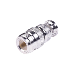 RF INDUSTRIES,LTD Adaptador en Linea para 50 Ohm, de Conector N Hembra a BNC Macho, Plata /Oro /Teflón. MOD: RFN-1038-1
