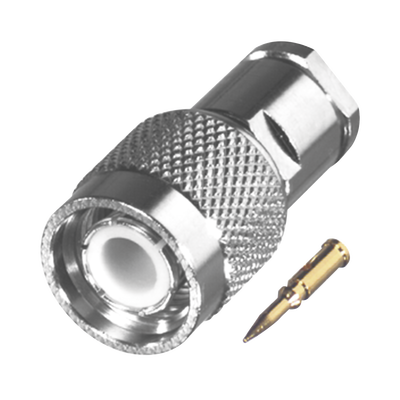 RF INDUSTRIES,LTD Conector TNC Macho Especial de Rosca, Sin Herrajes para Cables RG-58/U, Níquel // Delrin. MOD: RFT-1200-HY