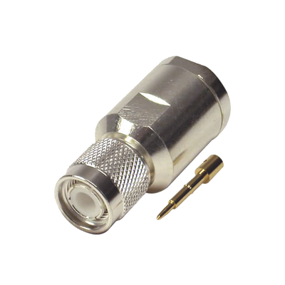RF INDUSTRIES,LTD Conector TNC Macho de Rosca en 50 Ohm para cable LMR-400, 9913, 8214, CNT-400, RG8/U-SYS, RFLASH-1113, Plata/ Oro/ Teflón. MOD: RFT-1201-SI