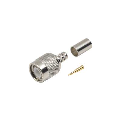 RF INDUSTRIES,LTD Conector TNC Macho de Anillo Plegable para Cables LMR-240, RG-8/X, 9258, Niquel/Oro/Delrin. MOD: RFT-1203-1X