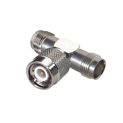 RF INDUSTRIES,LTD Adaptador en T de TNC Macho a Doble TNC Hembra, Níquel/ Oro/ Teflón. MOD: RFT-1228
