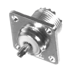 RF INDUSTRIES,LTD Conector UHF Hembra (SO-239) para Chasis 18 mm, Terminal Soldable, Bronce Blanco/ Oro/ Teflón. MOD: RFU-521-WBT