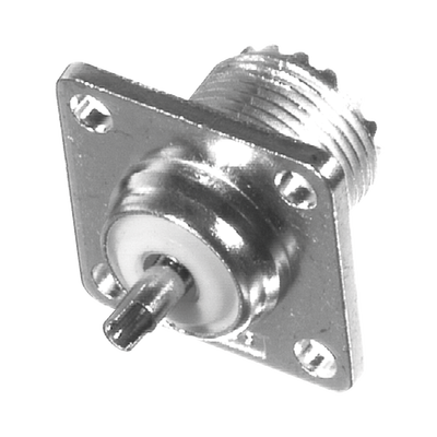 RF INDUSTRIES,LTD Conector UHF Hembra (SO-239) para Chasis 18 mm, Terminal Soldable, Bronce Blanco/ Oro/ Teflón. MOD: RFU-521-WBT