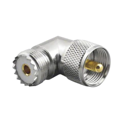 RF INDUSTRIES,LTD Adaptador en Ángulo Recto, de Conector UHF Macho (PL-259) a UHF Hembra (SO-239), Níquel/ Oro/ Delrin. MOD: RFU-532
