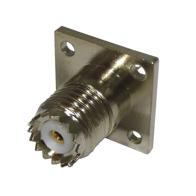 RF INDUSTRIES,LTD Conector Mini UHF Hembra para Montaje con 4 Perforaciones a 13 mm en Panel, Níquel/ Oro/ Teflón. RFU-603