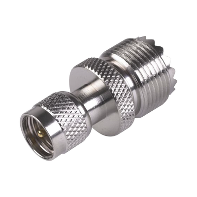 RF INDUSTRIES,LTD Adaptador en Línea de Conector Mini UHF Macho a UHF Hembra (SO-239), Níquel/ Oro/ Teflón. MOD: RFU-621