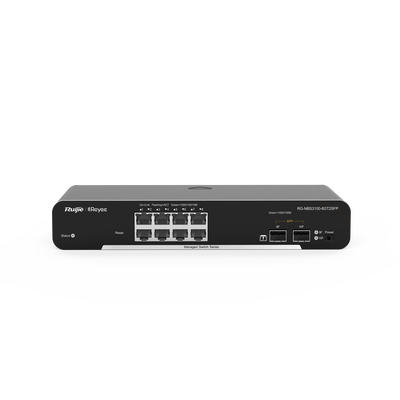 RUIJIE Switch Administrable PoE con 8 puertos Gigabit PoE 802.3af/at + 2 SFP para fibra 1Gb, gestión gratuita desde la nube, 125w MOD: RG-NBS3100-8GT2SFP-P