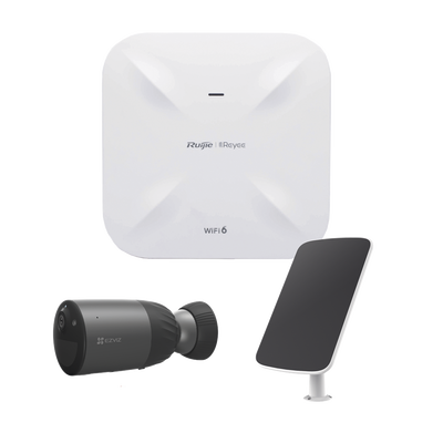EZVIZ Kit de Cámaras Wi-Fi con Access Point/ Incluye 1 Cámara de Batería CS-BC1C / 1 Pane solar Mod. CS-CMT-SOLARPANEL-C / 1 Access Point RG-RAP6260(G) RGRAP6260(G)/BC1C/PS