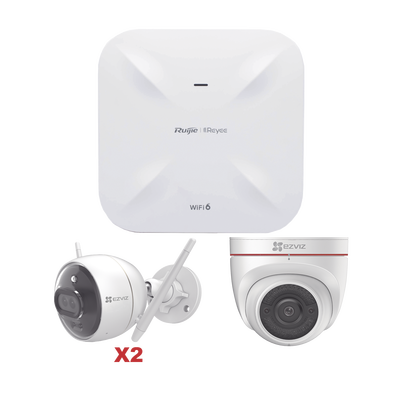 EZVIZ Kit de Cámaras Wi-Fi EZVIZ con Access Point Ruijie / Incluye 2 Piezas C3X / 1 Pieza C4W / 1 Access Poin RG-RAP6260(G) RGRAP6260(G)/C3X/C4W